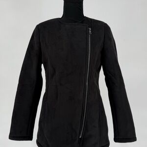 NWT Women’s Banana Republic Black Suede Fleece Lined Full Zip Jacket Size XS